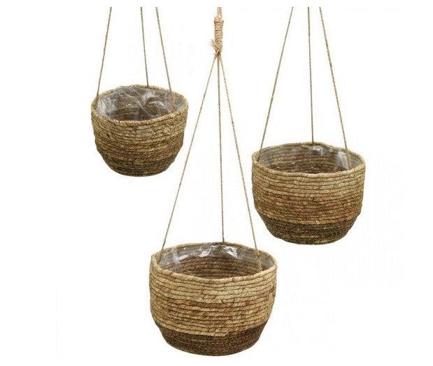 Rustic Cornleaf Hanging Baskets - 3 sizes - heartdeco