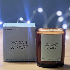 Sea Salt and Sage Heaven Scent Heritage Range Plant Wax Candles - heart deco