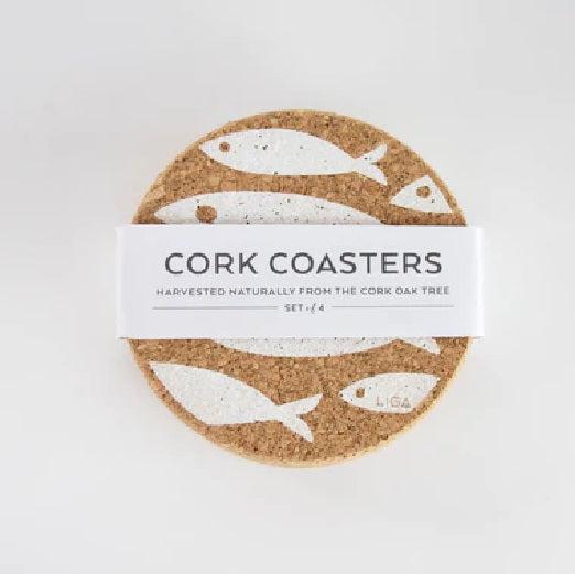 Liga Eco White Fish Cork Placemat and Coaster