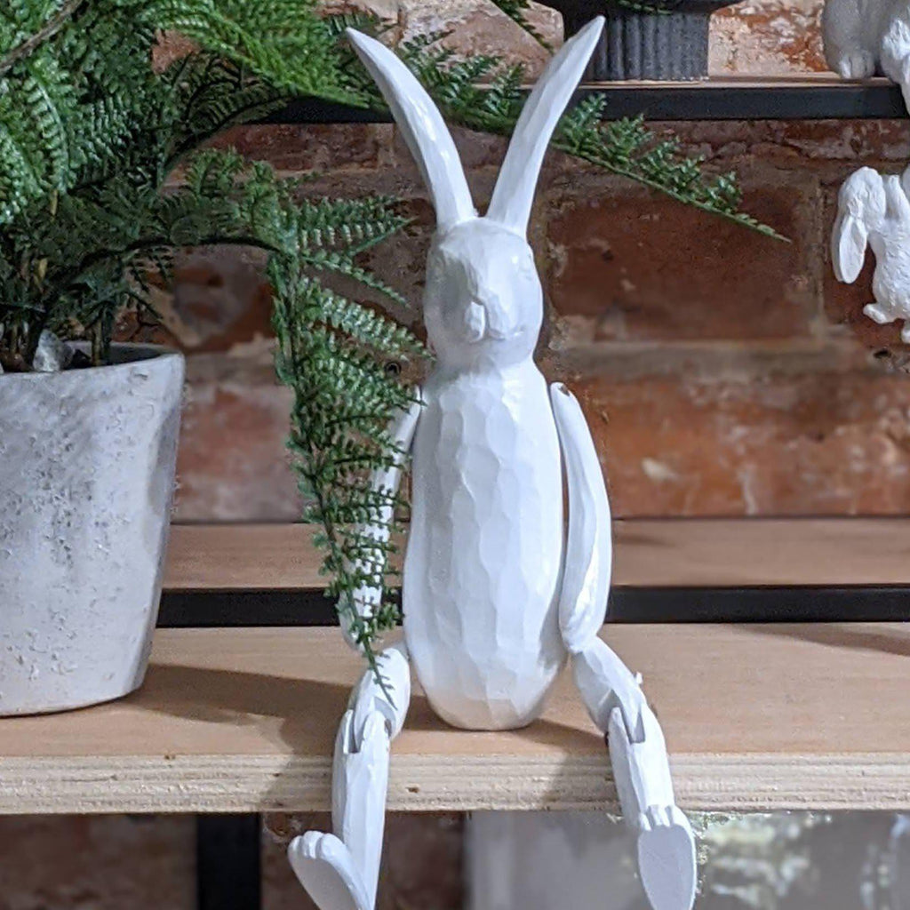 White Rabbit Ornament Shelf Sitter - heart deco